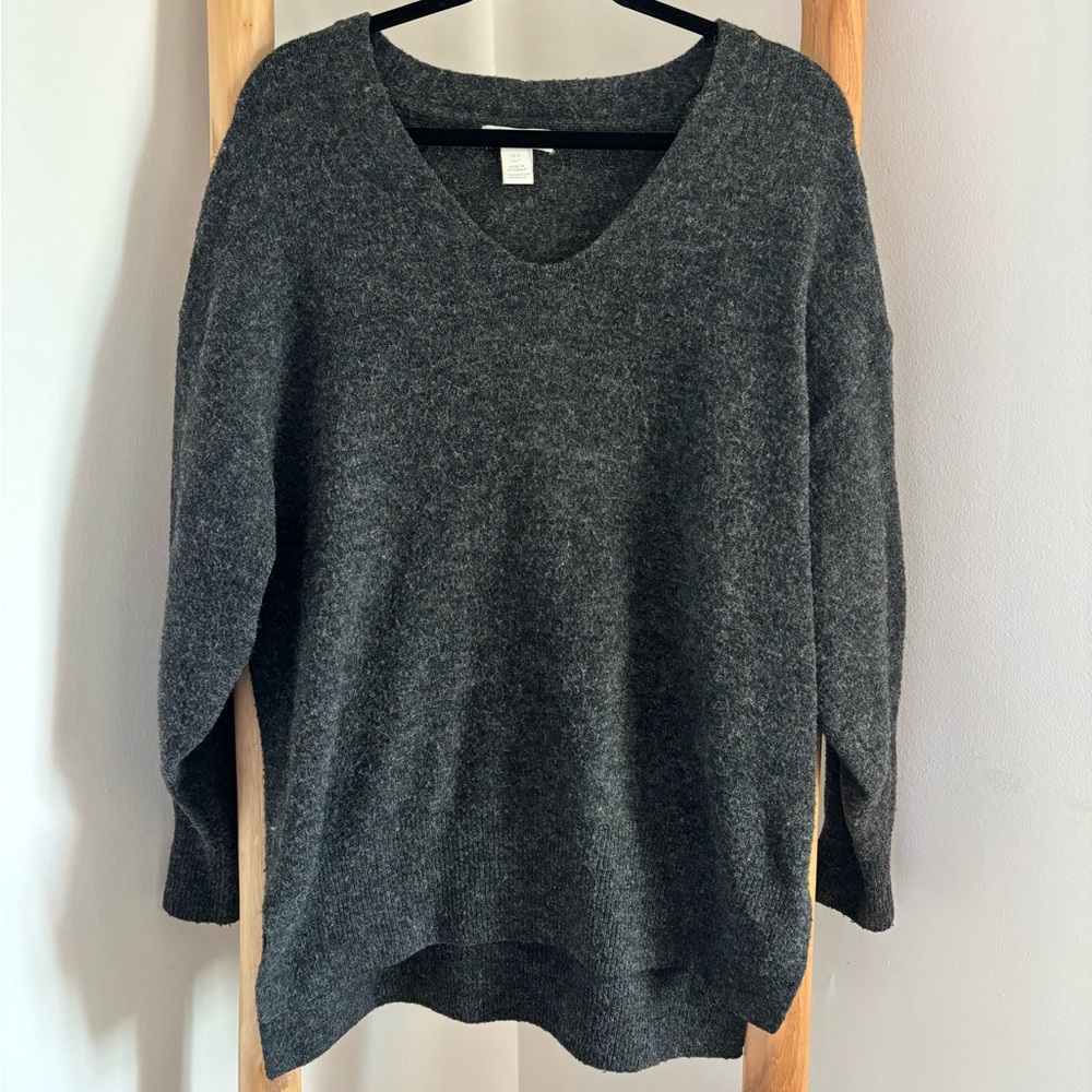 H&M Charcoal V-Neck Sweater for Women